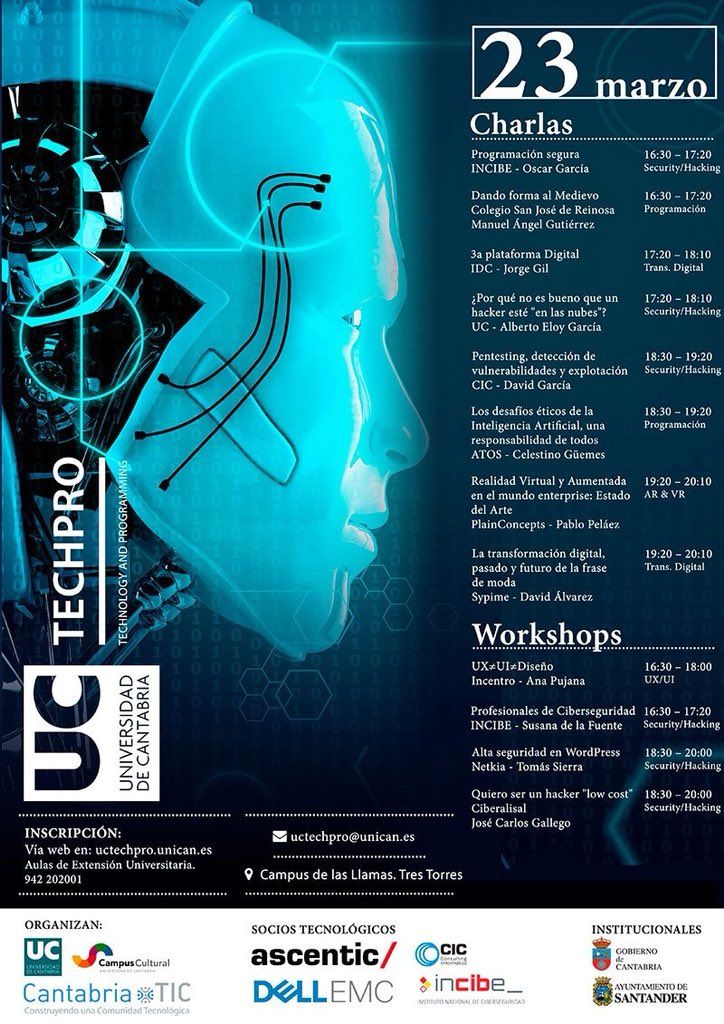 Jornadas de tecnología y programación UCTechPro 2018 en la Universidad de Cantabria